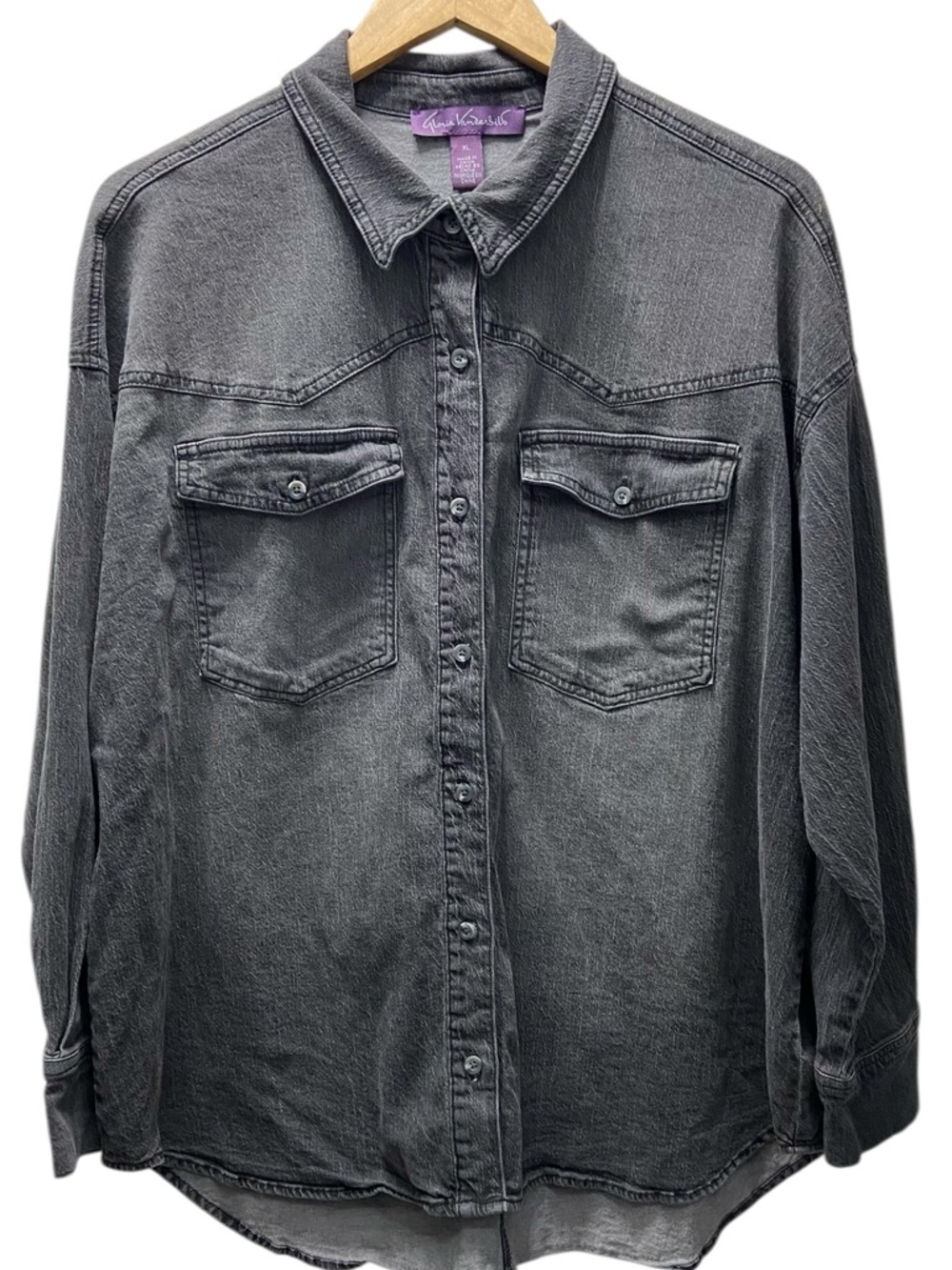 Gloria Vanderbilt Gray Button Down Jean Shirt -Women’s XL